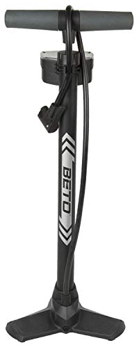 BETO Standpumpe, Fahrradpumpe, Luftpumpe, mit Manometer, mit Universaldoppelpumpenkopf, 160psi, 11bar, AV, DV, FV, Autoventil, Dunlopventil, Französisches Ventil