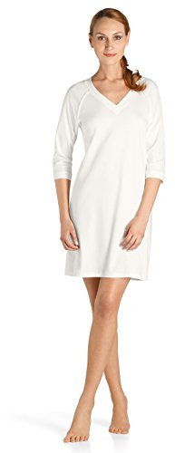 HANRO Damen Nachthemd 3/4 Arm 90 cm Pure Essence (0102 off white), Gr. XS