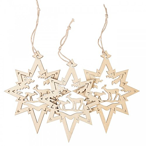 Christbaumschmuck, Weihnachtsbaumanhänger Rehe, Holz, 3 Stück