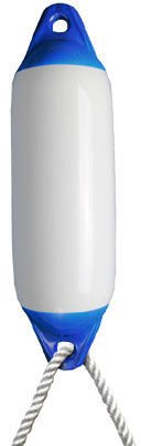 Majoni Mini White/Blue Boat Fender Size 0 Inflated 9 x 30cm With Free Rope