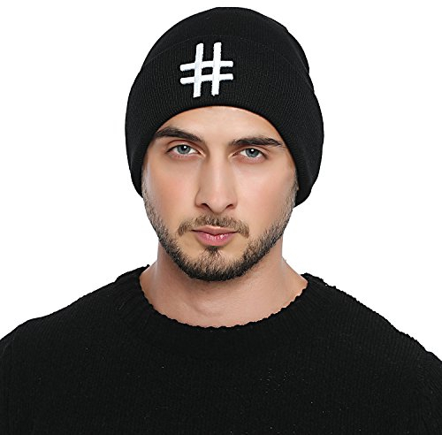 DonDon Mütze Herren Beanie Statement Wintermütze Hashtag