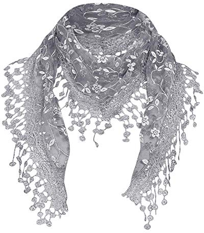 YEBIRAL Heißer Verkauf Damen Schal Lace Frauen Accessoires Tücher Halstuch Dreieck Schals 15 Farben(Grau)