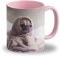 LOOXIS Mug personnalisé, à créer soi-même, à partir de sa photo + texte, différentes couleurs - Idée de cadeau anniversaire, mariage - impression panoramique sans bordure possible, 325ml.Rose