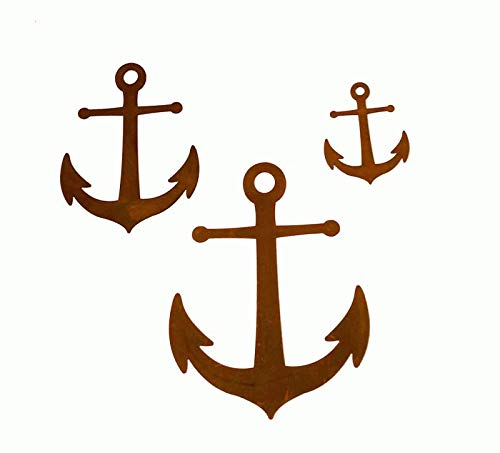Anker im 3er Set, Rostfigur, Deko, Metalldeko, Maritime Deko