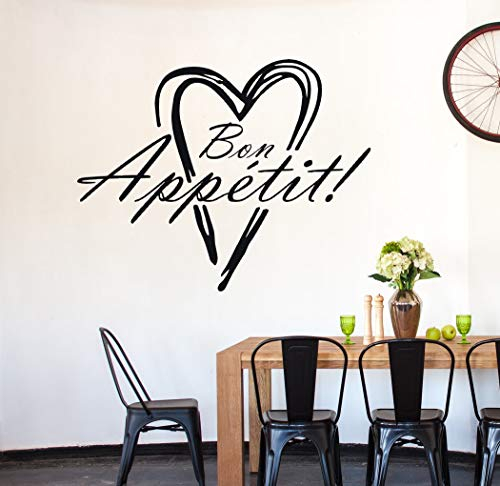 tjapalo® a26 Wandtattoo küche sprüche wandtattoo bon appetit Bon Appétit Esstimmer Küchenaufkleber Guten Appetit, Farbe: Silber, Größe: H70xB58cm
