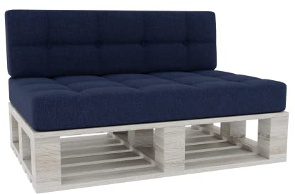 Gutekissen® Palettenkissen Gesteppte Kissen mit Knöpfen, Palettenauflagen Sitzkissen Rückenlehne Gesteppt PFG (Set (Sitzkissen 120x80 +Rückenlehne 120x40), Navy blau)