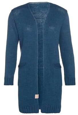 KNIT FACTORY - Ruby Strickjacke - Lange Damen Strickjacke mit Taschen - Cardigan mit Wolle und Alpaka-Wolle - Hochwertige Qualität - Petrol - 40/42