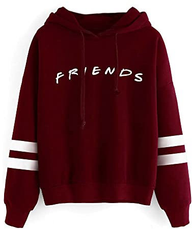 Elehui Fashion Casual Friend Sweatshirt Hoodie Friend TV Show Merchandise Women Graphic Hoodies Pullover Funny Hooded Sweater Tops Clothes Red