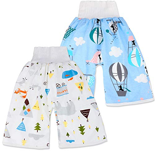 Conjunto de 2 pantalones de entrenamiento para bebés, pantalones para dormir con sueño, relleno, ropa interior de algodón para orinal, ropa interior para pañales, L(4-8T), 4-8 años