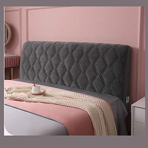 ZJS Kopfteil für Doppelbett, Kopfteilbezug für Doppelbett/Einzelbett, Premium, elastisch, Kopfteilbezug aus Samt, Anti-Kollisionsschutz, Kissen, Dunkelgrau, 190 cm