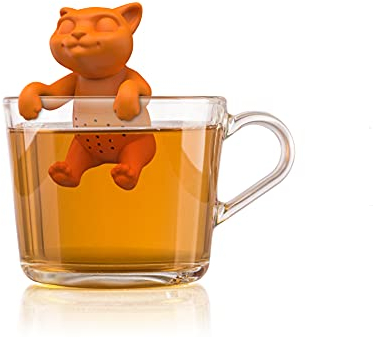Winkee - Cute Animal Teesieb I Tee Ei für losen Tee I Tea Infuser lustig I Teesieb für Tasse I Gewürzsieb Silikon I Teekugel-Tier-Figur (Kätzchen)