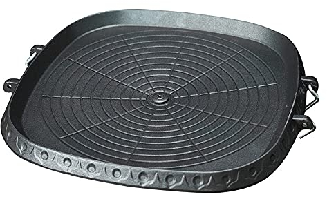 AIROKA Korean BBQ Non-Stick Square Grill Pan with Natural Material 6 Layer Coating Easy Grease Draining 11.8 Inch Gas Range Grilling Pan for Both Home & Outdoor