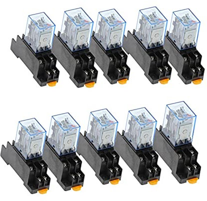 JSJJAWS Relé 10 unids MY2P HH52P MY2NJ 12V 24V DC 36V 380V 110V 220V CA Bobina de CA General DPDT Micro Mini relé con Base de zócalo (Size : AC 110V)