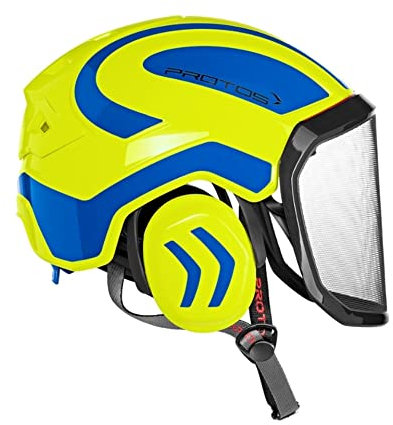 Protos GmbH Integral Arborist Helmet - Neon Yellow & Blue