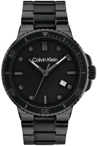 Calvin Klein Analog Quarzuhr für Herren mit Schwarzes Edelstahlarmband - 25200205