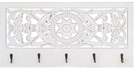 ROCKING GIFTS Porte-manteau mural en bois MDF blanc avec mosaïque élégante pour entrée d'entrée, chambre à coucher, 60 cm