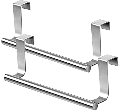 Lhdfyqt 2 Piezas Toalleros, Estante de la Toalla del Gabinete con 2 Ganchos, Toallero para Puertas, para Baños y Cocina