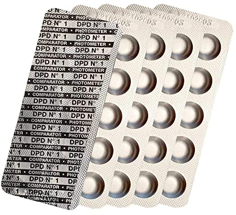 harren24 Photometer Testtabletten Chlor DPD1, DPD3, Aktivsauerstoff DPD4, pH-Wert Phenol Red, Alkalinity M, CYA, Poollab Wassertester 50x 100x 250x 500x (DPD1 / 50x)