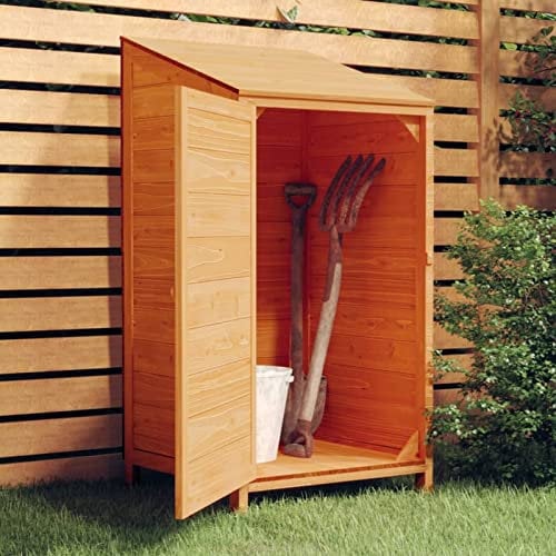 Keketa Caseta de Jardín y Herramientas de Madera, Armario de Exterior Marrón, 55 x 52 x 112 cm, Madera Maciza de Abeto