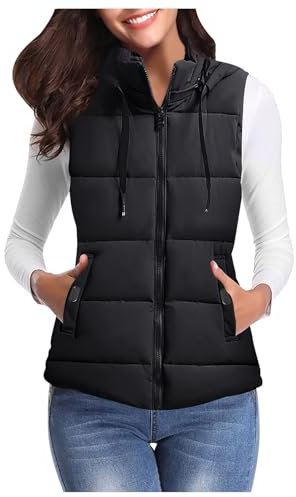 Cyber of Monday 2024 Ladies Long Puffer Gilet White Vests For Women Uk Body Warmer With Hood Ladies Short Jackets Thick Fleece Jacket Women Prime Deals My Recent Orders