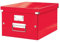 Leitz WOW A4 Storage Box, Click and Store Range, Medium Cardboard Storage Box, Red, 60440026