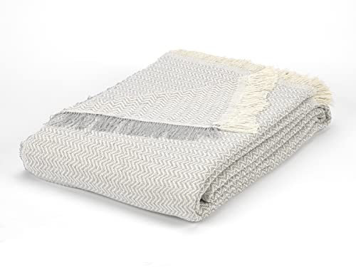 GAMUSI Tagesdecke für Sofa, Bett, weiche Baumwolle, Arias, hellgrau, 130 x 180 cm