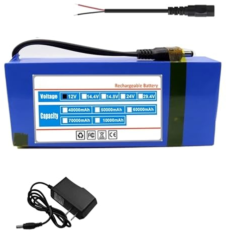 SSCYHT Polymer-Lithium-Akku DC 12V 10Ah wiederaufladbarer Li-Ionen-Akku mit Ladegerät für 12-Volt-Elektrowerkzeuge Elektrospielzeug LED-Streifen Solarleuchte Backup-Batterie