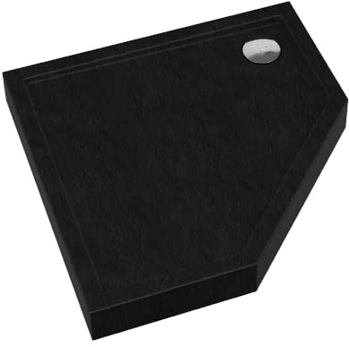 Sellon24® Duschtasse Schwarz Steinoptik rutschfest Duschwanne DIN 51097 A BAU-Höhe 12cm (80x80x12 5-eckig)