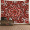 CEVAN Wandbehang Lang Wandtuch Schlicht Mandala-Blume Wandteppich Halterung Wandtuch Querformat Kunst Dekorationen Decke Wandbehang Stoff Rot 100x70cm