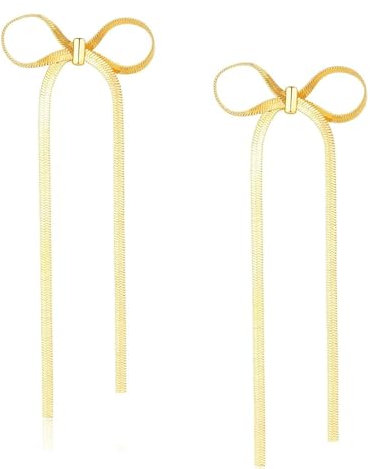 Bogoro Orecchini pendenti con fiocco,Orecchini a Fiocco in Oro da Donna,Fiocco Dolce Carino Orecchini Idea Regalo Per Donne (Oro)