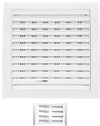 H&C VENT White Ventilation Grille with Connector, Slider, Insect protection 6 x 6Inch 150 x 150mm │ Vent Cover │ Extractor Air Vent Covers for Inside Outside │ Pipe Covers │ Wall Door Window