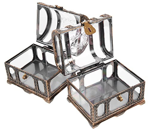 BESTonZON 2 Sets Box Piraten-schatztruhe Kinder Dekor Schatzkiste Aus Kunststoff Dekorationen Für Hochzeitszeremonien Kinderspielzeug Minispielzeug Für Kinder Retro Plastik Sammelbox Groß