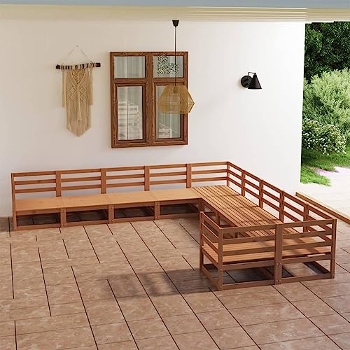 ULUYYUC 10-TLG. Garten-Lounge-Set, Eckbank Küche Eckbank Balkonmöbel Bodensofa Geeignet für Garten Balkon Außenbereich Hinterhof Massivholz Kiefer
