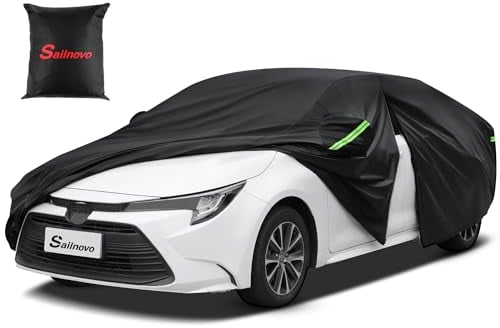Sailnovo Telo Copriauto per Auto Impermeabile Tutte Atmosferiche,7 Strati, Resistente,Telo Copriauto da Esterno Completa per Auto,Protezione da Neve,Sole,Raggi UV,con Cerniera per (Fino a 450cm)