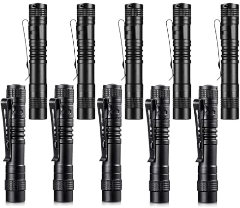 LIAISIMI 10 Stück Taschenlampe, Tragbare Mini LED Stiftlampe | 9cm Kleine Taschenlampe, IPX4 Stiftlampe, Mini Pen Light für Inspektion, Wandern, Haushalt, 1*AAA-Batterien(Nicht Enthalten)
