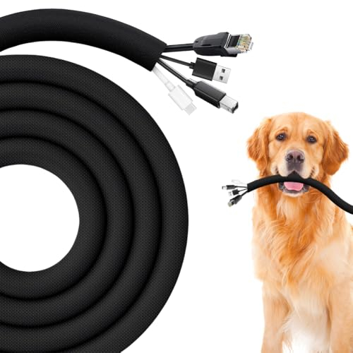 Cavo di protezione per cani e gatti, 13 mm, 400 cm, estensibile, protezione dei cavi dalla masticazione di animali domestici (nero)