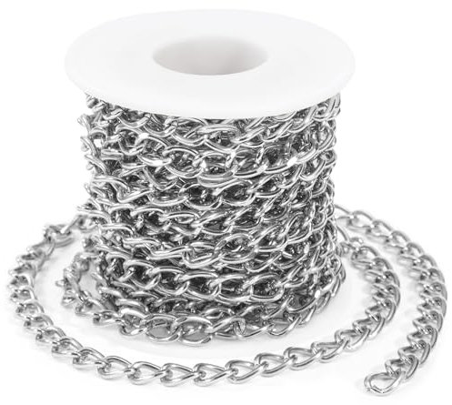 Niboken Schmuck Kette Rolle, 5m Schmuckherstellung Zubehör Kette, Ketten Basteln Gliederkette für DIY, Schmuck Halskette, Ohrringe, Armband, Verlängerungen Zubehör (Silber)