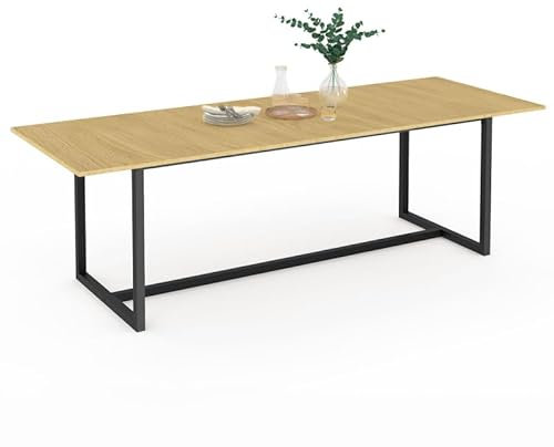 IDMarket - Esstisch, ausziehbar, rechteckig, Detroit für 8-12 Personen, Industriedesign, 200 – 250 cm