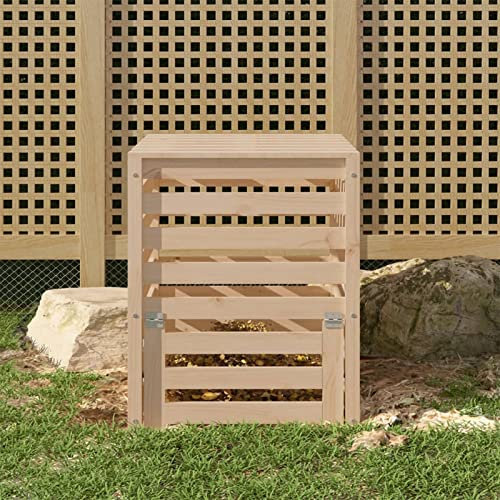 Brokky Compostiera 63,5x63,5x77,5 cm in Legno Massello di Pino-Compostiera da Giardino,Composter da Esterno