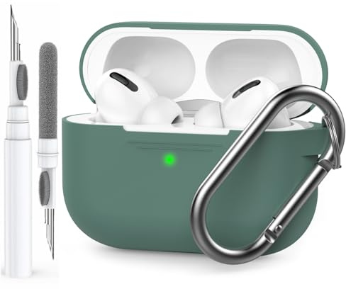AHASTYLE Silikon Hülle für Airpods Pro Mit Reinigungsstift Schutzhülle und Haut Case für AirPods Pro 1st/ 2nd Generation [Front-LED Sichtbar] [Kabelloses Laden] Kompatibel mit Apple Airpods Pro 2019