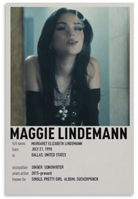 TULAOJI Maggie Lindemann Poster, Leinwand, Wandkunst, Wohnzimmer, Promi-Poster, ungerahmt, 40 x 60 cm