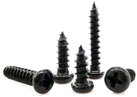 Vis à bois autotaraudeuse Phillips à tête cylindrique ronde en acier noir M1-M4, 50 pièces, M2x14mm