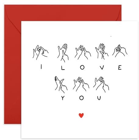 Creative Love Card for Her or Him - 'I Love Sign Language' - Gifts for Wife, Husband, Girlfriend, Boyfriend, Spouse, Partner, Honey, Babe - Hand Sign - Comes with Fun Stickers