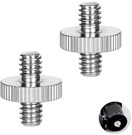 2 Pcs Metal Tripod Screw, 1/4 Inch Male To 1/4 Inch Male Threaded Screw Adapter, Precision Made Tripod Mounting Thread Adapter, For Camera, Tripod, Monopod, Light Stand (Silver)