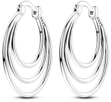 Parmuz Ohrringe aus 925er Sterlingsilber, große Creolen, Stern, Mond, Schmetterling, Zirkonia, dünne, runde Creolen für Damen