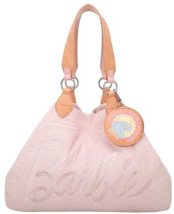 Fritzi Izzy Medium Limited Barbie Sac épaule femme tissu éponge sac shopper sac main fermeture bouton pression poche intérieure quotidien voyage loisirs 30 x 43 x 16 cm, Rose, Rose clair, Jaune