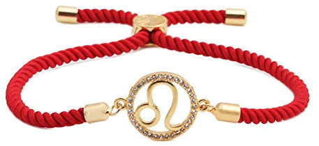 UBBVPKY Verstellbares Armband Mit Den 12 Sternzeichen für Damen und Herren – Mikro-Eingelegtes Zirkonia-Glücksarmband Aus Rotem Seil Geschenk Zum Valentinstag/Geburtstag/Jahrestag