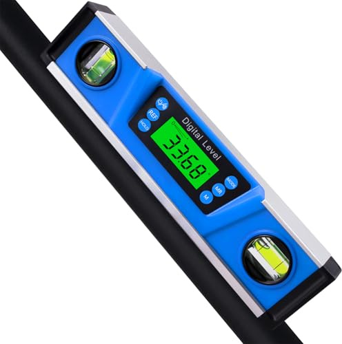 Blue Digital Torpedo Level – 10-Inch Magnetic Smart Protractor with Backlit LCD, V-Groove Base, Audio Alert, IP54 Rated – for Construction, Framing & DIY