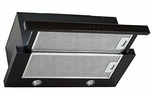 VLANO SLIDE Einbau-Dunstabzugshaube, 60cm, Schwarz, Touch Control, Fernbedienung, 685 m³/h, LED-Beleuchtung, 4 Leistungsstufen, Flachschirmhaube, ausziehbare Einbau-Dunstabzugshaube
