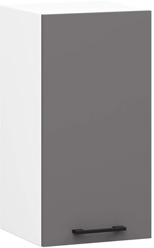 AKORD | Küchenhängeschrank - Oliwia W30 | 2 Regalböden & 1 Tür Küche Schrank | Einbauküche Küchenzeile Küchenmöbel Küchenschränke | Laminierte Platte | 30 x 30 x 58 cm | Weiß & Graphitgrau